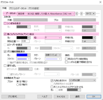 GraphPad Prism日本語アドオン_グラフフォーマットダイアログ_2